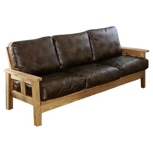 Wooden & Leather Sofa